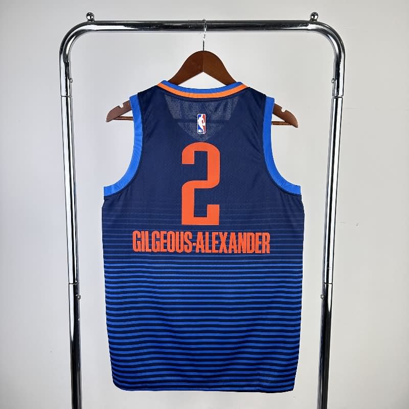 Oklahoma City Thunder Dark Blue Basketball Jersey (Hot Press)