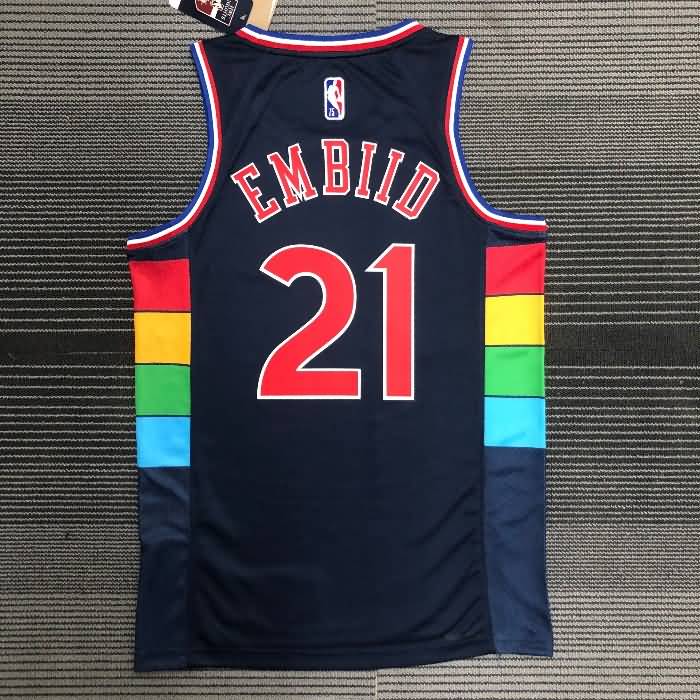 Philadelphia 76ers 21/22 Dark Blue City Basketball Jersey (Hot Press)