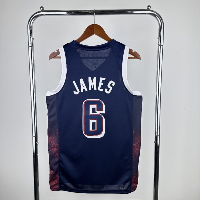 USA 2024 Dark Blue Basketball Jersey (Hot Press)