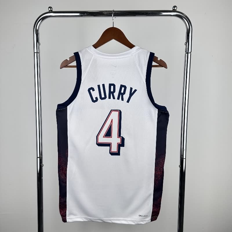 USA 2024 White Basketball Jersey (Hot Press)