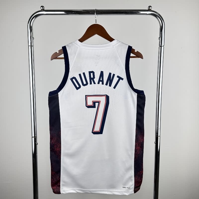 USA 2024 White Basketball Jersey (Hot Press)