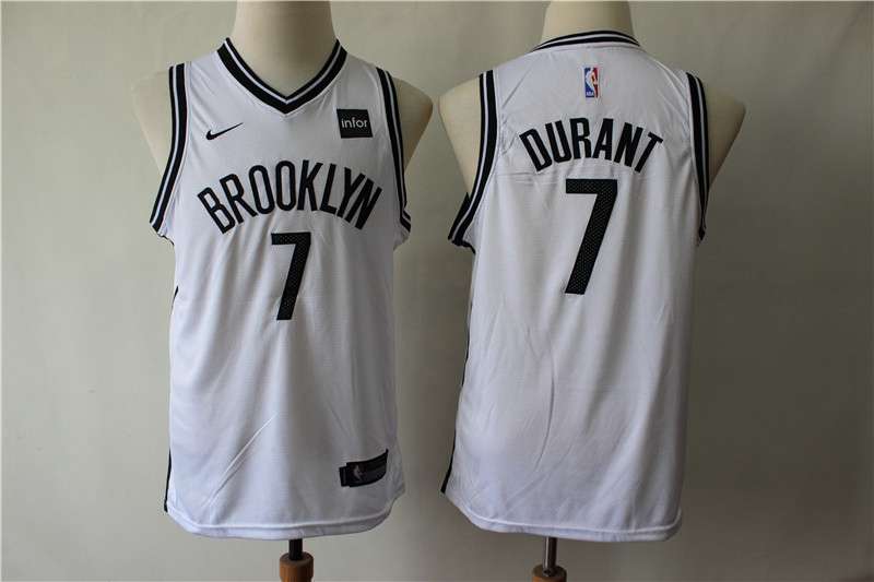 Brooklyn Nets #7 DURANT White Young Basketball Jersey (Stitched)