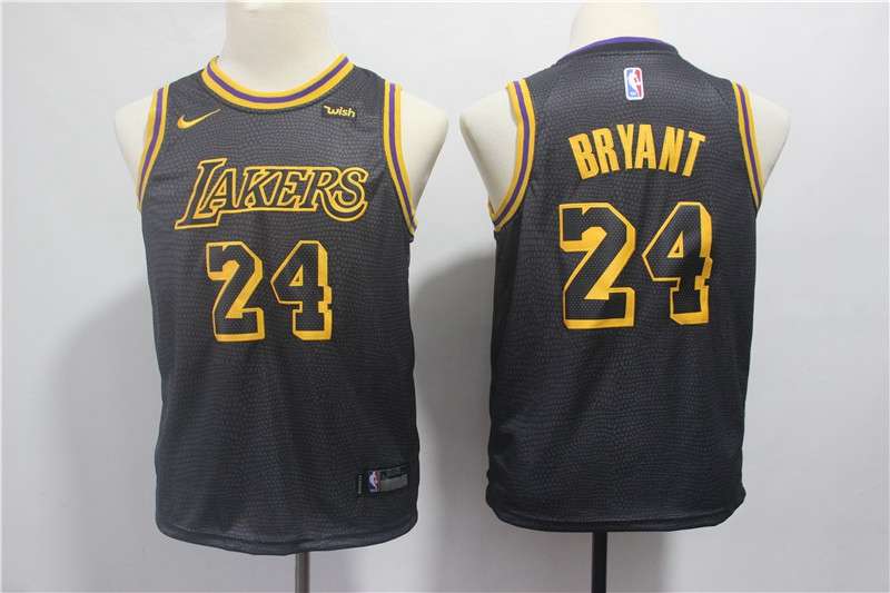 Los Angeles Lakers #24 BRYANT Black City Young Basketball Jersey (Stitched)