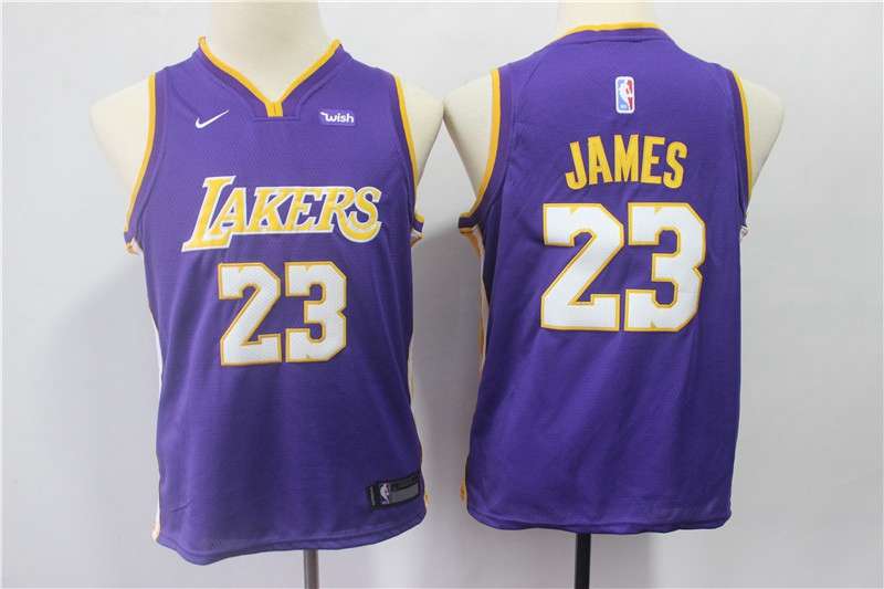 Los Angeles Lakers #23 JAMES Purple Young Basketball Jersey 02 (Stitched)