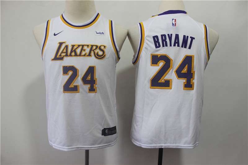 Los Angeles Lakers #24 BRYANT White Young Basketball Jersey (Stitched)