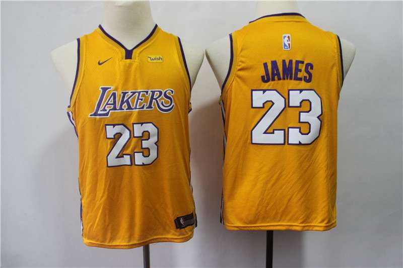 Los Angeles Lakers #23 JAMES Yellow Young Basketball Jersey 02 (Stitched)