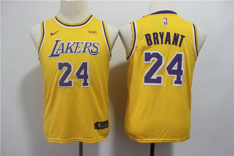 Los Angeles Lakers #24 BRYANT Yellow Young Basketball Jersey (Stitched)