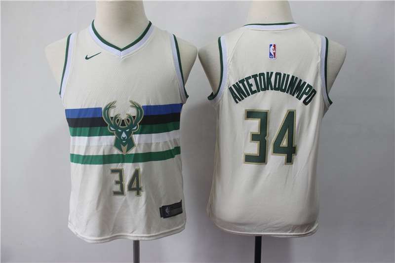 Milwaukee Bucks #34 ANTETOKOUNMPO White City Young Basketball Jersey (Stitched)