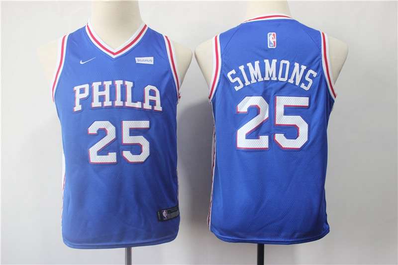 Philadelphia 76ers #25 SIMMONS Blue Young Basketball Jersey (Stitched)