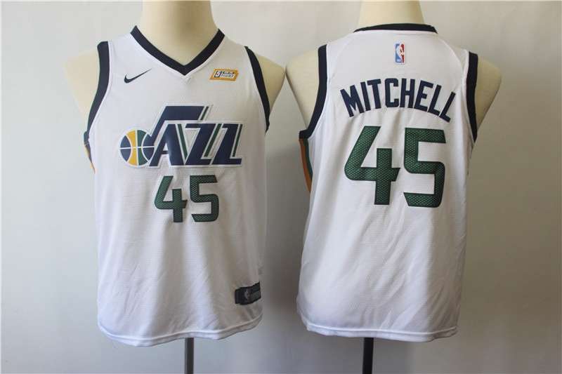 Utah Jazz #45 MITCHELL White Young Basketball Jersey (Stitched)