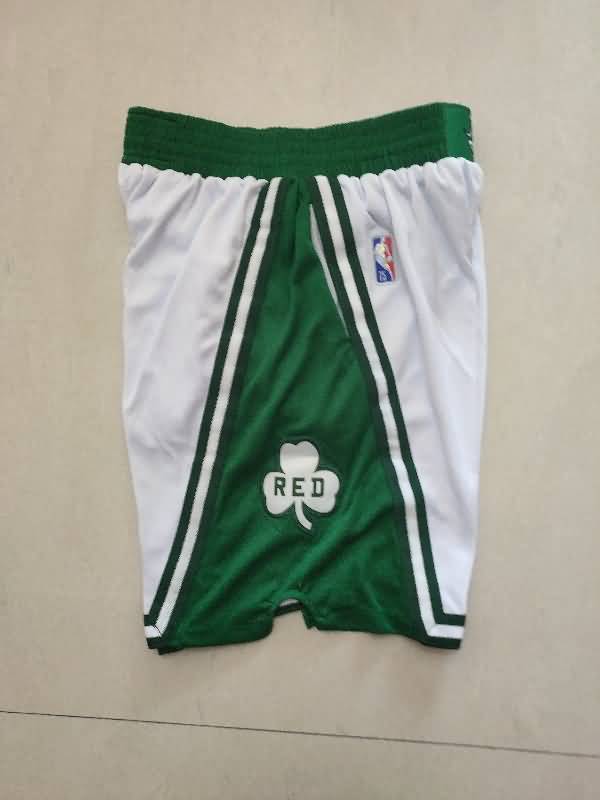 Boston Celtics White Basketball Shorts 03