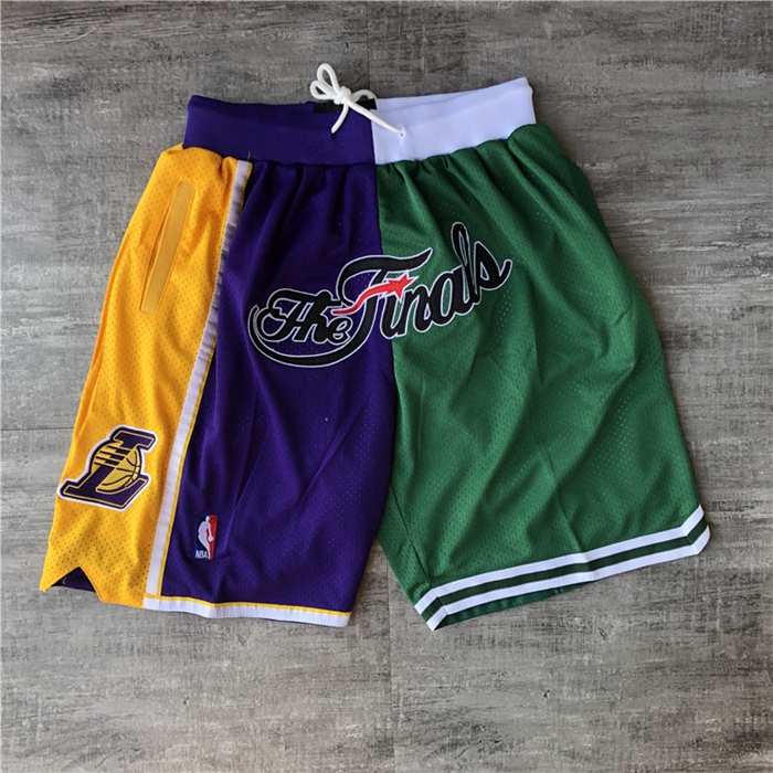 Boston Celtics Los Angeles Lakers Just Don Purple Green Basketball Shorts