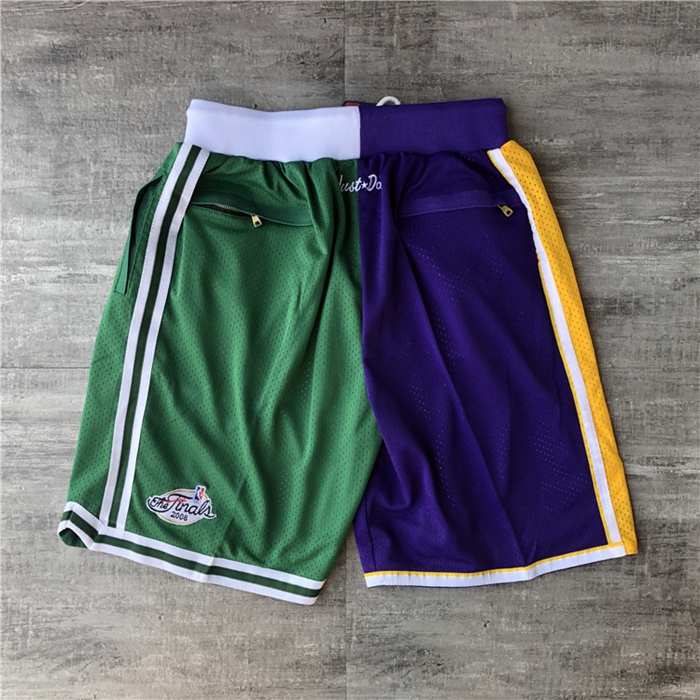 Boston Celtics Los Angeles Lakers Just Don Purple Green Basketball Shorts