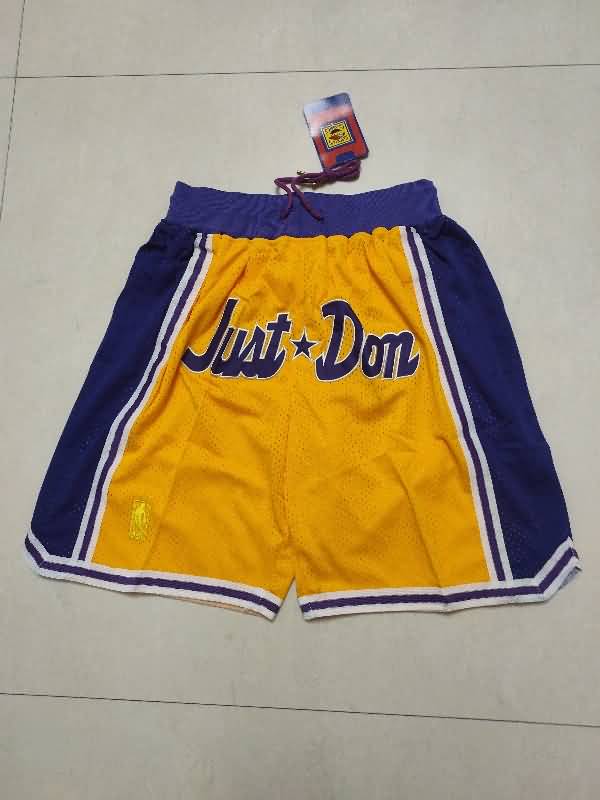 Los Angeles Lakers Just Don Yellow Basketball Shorts 05