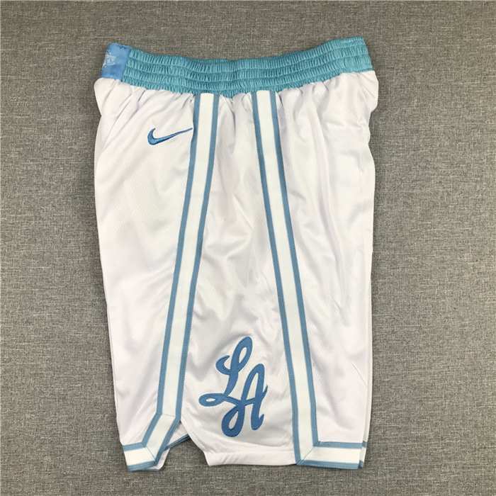 Los Angeles Lakers White City Basketball Shorts