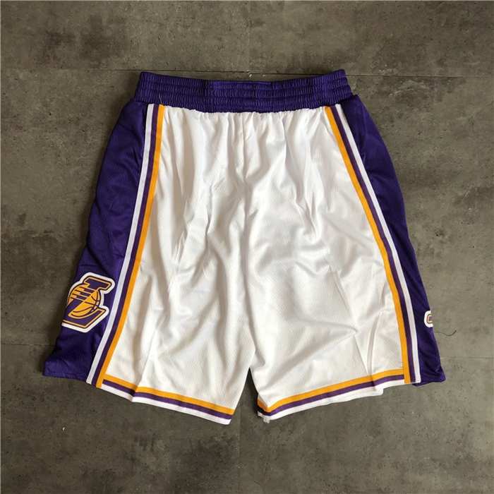 Los Angeles Lakers White Basketball Shorts 02