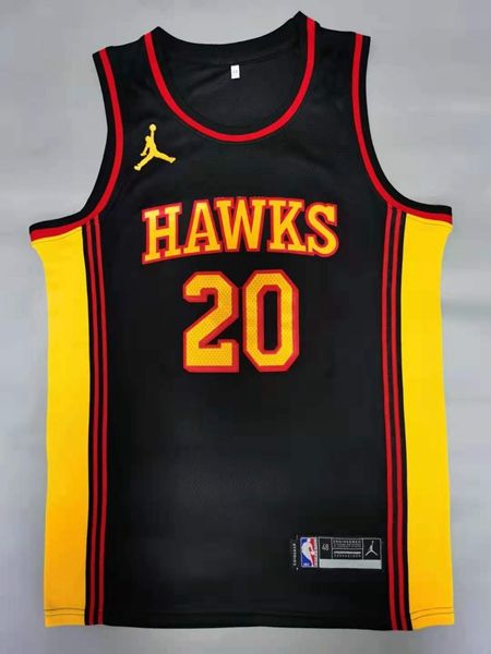 Atlanta Hawks 20/21 COLLINS #20 Black AJ Basketball Jersey (Stitched)