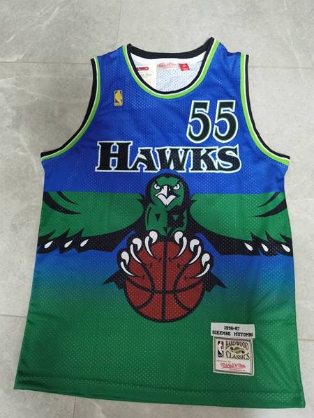 Atlanta Hawks 1996/97 MUTOMBO #55 Blue Classics Basketball Jersey (Stitched)