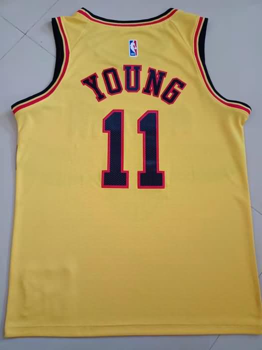 Atlanta Hawks YOUNG #11 Yellow Basketball Jersey (Stitched)