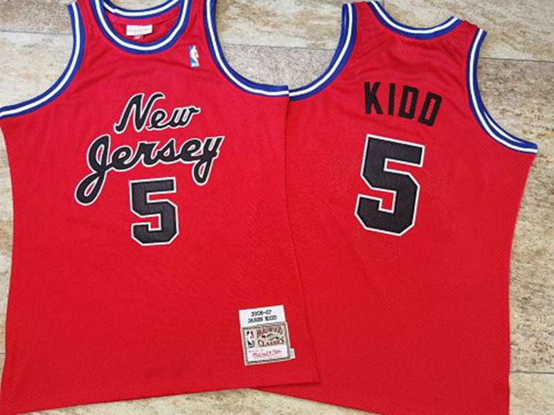 Brooklyn Nets 2006/07 KIDD #5 Red Classics Basketball Jersey (Closely Stitched)