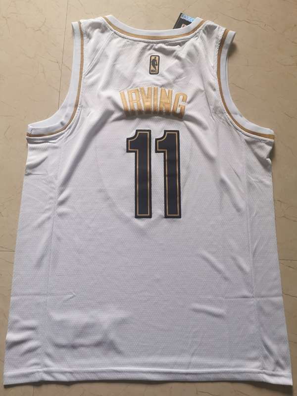 Brooklyn Nets 2020 IRVING #11 White Gold Basketball Jersey (Stitched)