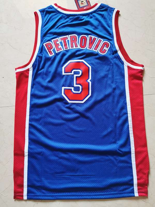 Brooklyn Nets PETROVIC #3 Blue Classics Basketball Jersey (Stitched)