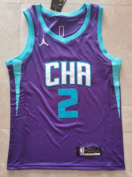 Charlotte Hornets 20/21 BALL #2 Purple AJ Basketball Jersey (Stitched)