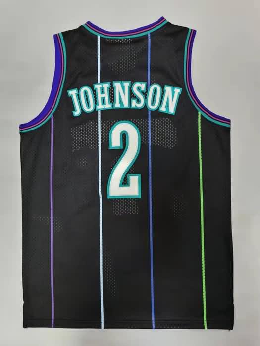 Charlotte Hornets 1992/93 JOHNSON #2 Black Classics Basketball Jersey (Stitched)