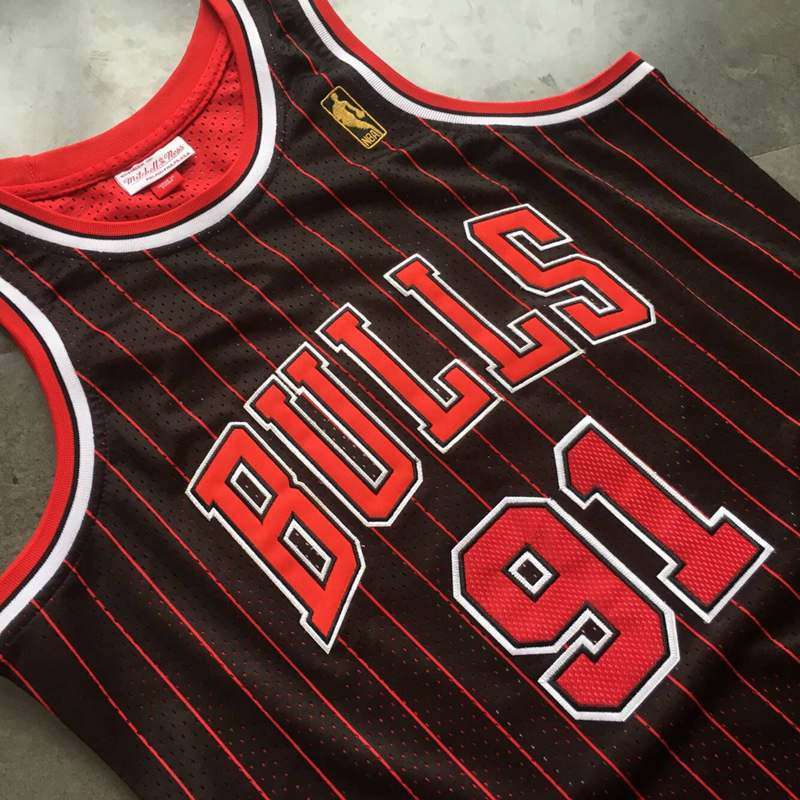 Chicago Bulls 1995/96 RODMAN #91 Black Classics Basketball Jersey (Closely Stitched)