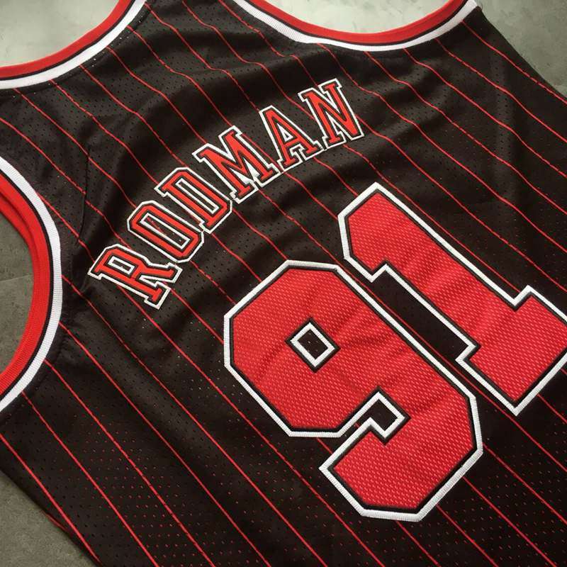 Chicago Bulls 1995/96 RODMAN #91 Black Classics Basketball Jersey (Closely Stitched)