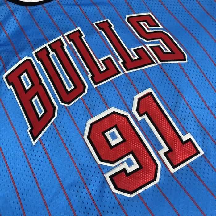 Chicago Bulls 1995/96 RODMAN #91 Blue Classics Basketball Jersey (Closely Stitched)