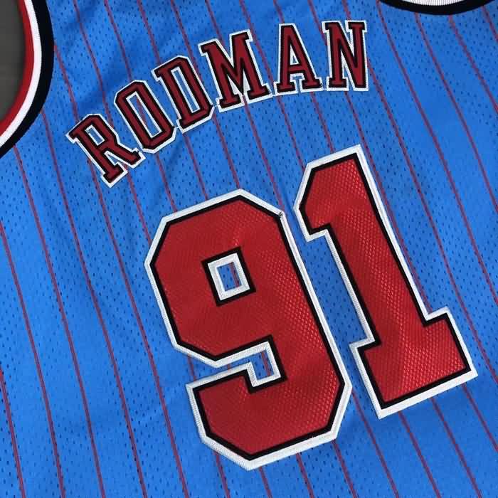 Chicago Bulls 1995/96 RODMAN #91 Blue Classics Basketball Jersey (Closely Stitched)