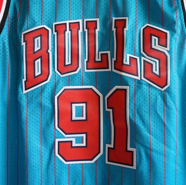 Chicago Bulls 1995/96 RODMAN #91 Blue Classics Basketball Jersey (Stitched)