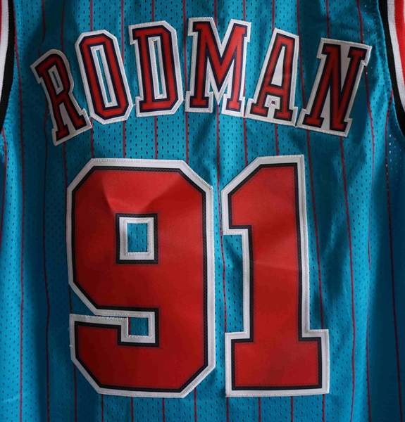 Chicago Bulls 1995/96 RODMAN #91 Blue Classics Basketball Jersey (Stitched)