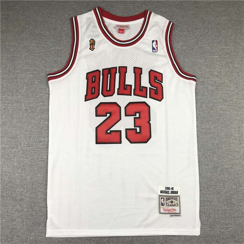 Chicago Bulls 1995/96 JORDAN #23 White Champion Classics Basketball Jersey (Stitched)