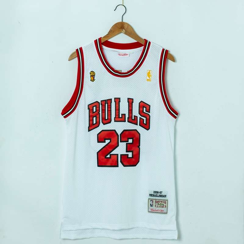 Chicago Bulls 1996/97 JORDAN #23 White Champion Classics Basketball Jersey (Stitched)