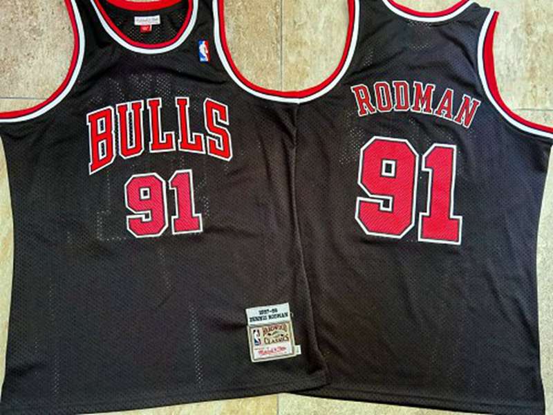 Chicago Bulls 1997/98 RODMAN #91 Black Classics Basketball Jersey (Closely Stitched)