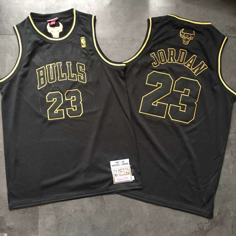 Chicago Bulls 1997/98 JORDAN #23 Black Gold Classics Basketball Jersey (Closely Stitched)