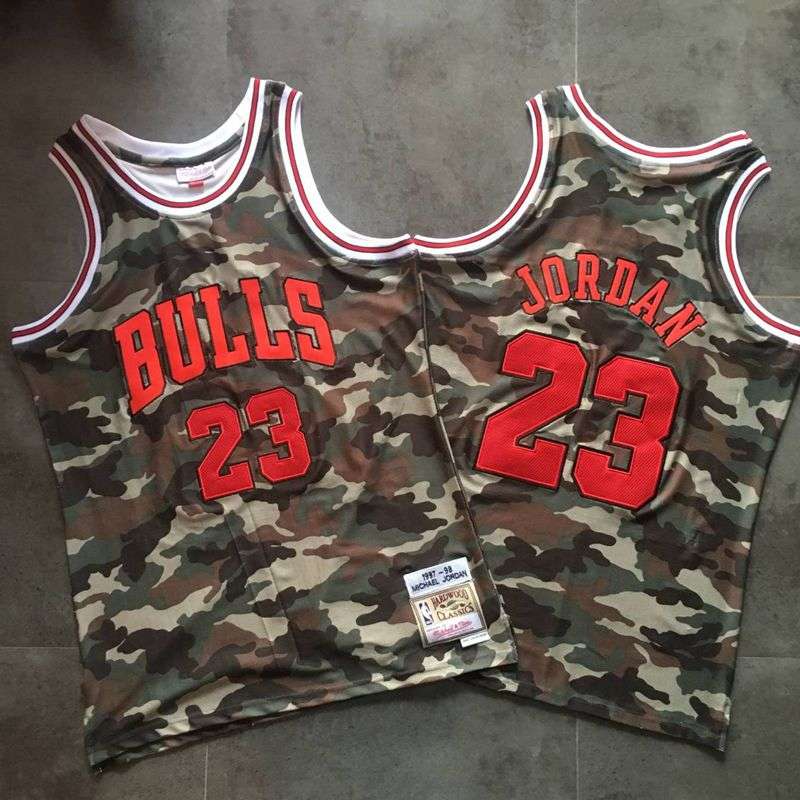 Chicago Bulls 1997/98 JORDAN #23 Camouflage Classics Basketball Jersey (Closely Stitched)