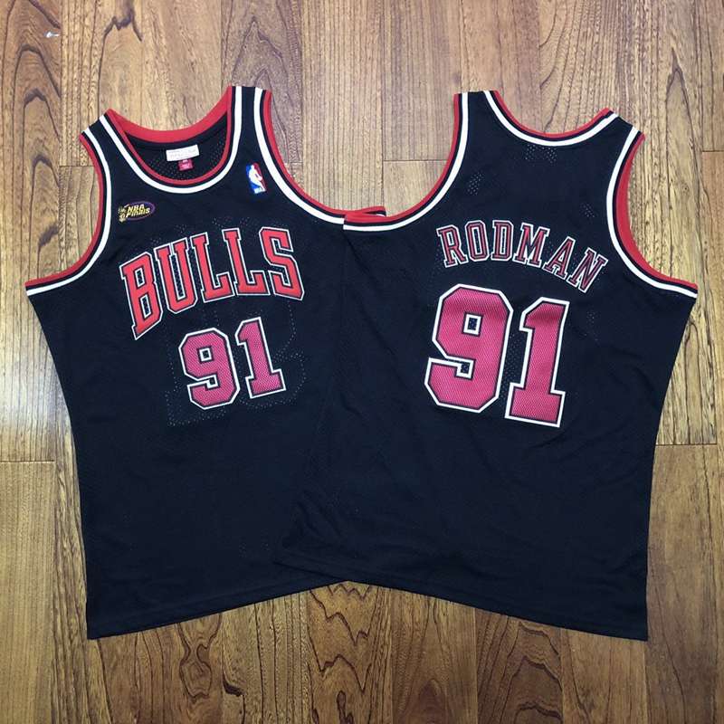 Chicago Bulls 1997/98 RODMAN #91 Black Finals Classics Basketball Jersey (Closely Stitched)