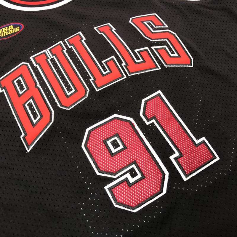 Chicago Bulls 1997/98 RODMAN #91 Black Finals Classics Basketball Jersey (Closely Stitched)