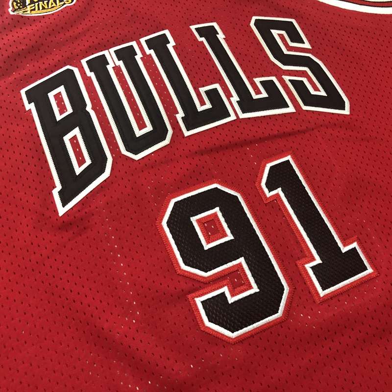 Chicago Bulls 1997/98 RODMAN #91 Red Finals Classics Basketball Jersey (Closely Stitched)