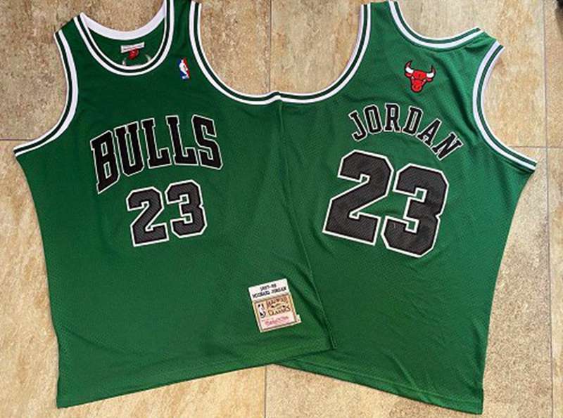 Chicago Bulls 1997/98 JORDAN #23 Green Classics Basketball Jersey (Closely Stitched)