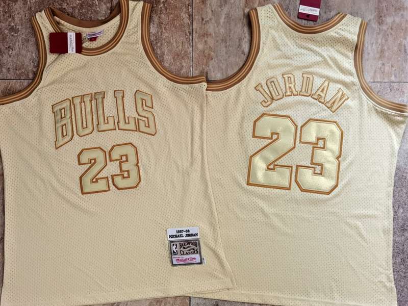 Chicago Bulls 1997/98 JORDAN #23 Gold Classics Basketball Jersey (Closely Stitched)