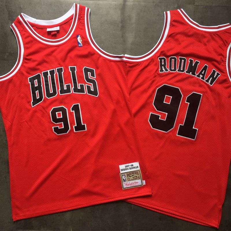 Chicago Bulls 1997/98 RODMAN #91 Red Classics Basketball Jersey (Closely Stitched)