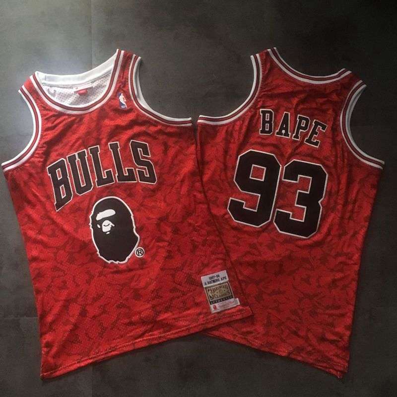 Chicago Bulls 1997/98 BAPE #93 Red Classics Basketball Jersey (Closely Stitched)