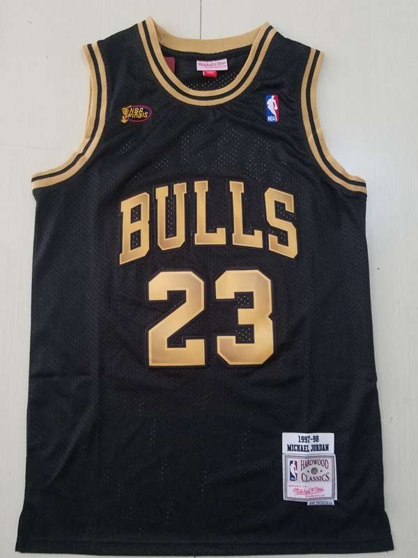 Chicago Bulls 1997/98 JORDAN #23 Black Gold Classics Basketball Jersey (Stitched)