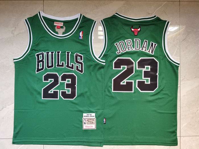 Chicago Bulls 1997/98 JORDAN #23 Green Classics Basketball Jersey (Stitched)