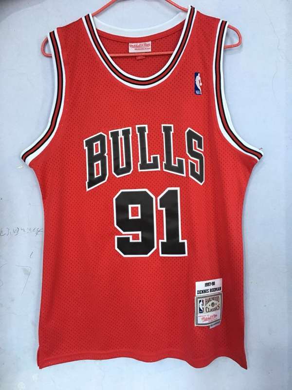 Chicago Bulls 1997/98 RODMAN #91 Red Classics Basketball Jersey (Stitched)