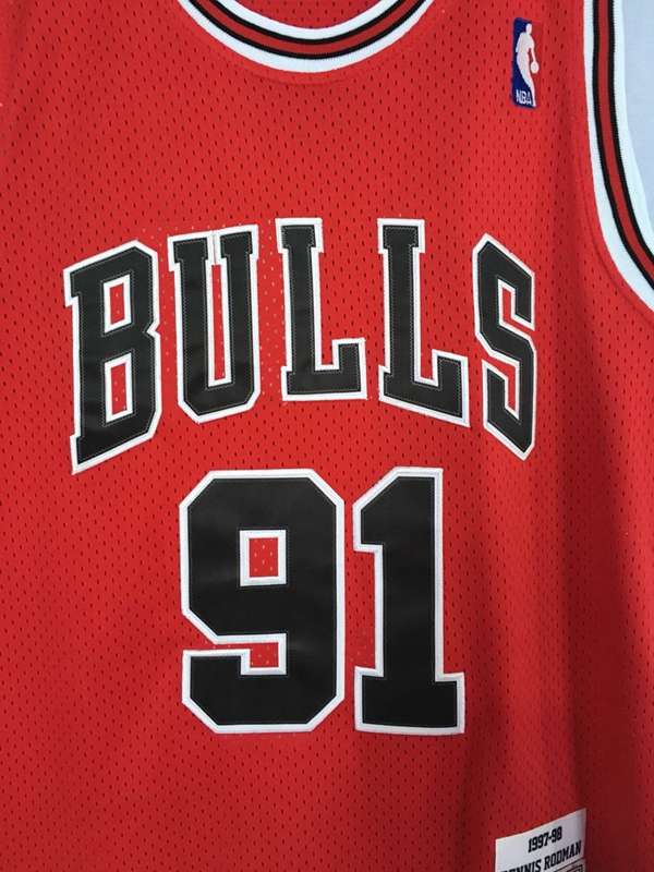 Chicago Bulls 1997/98 RODMAN #91 Red Classics Basketball Jersey (Stitched)